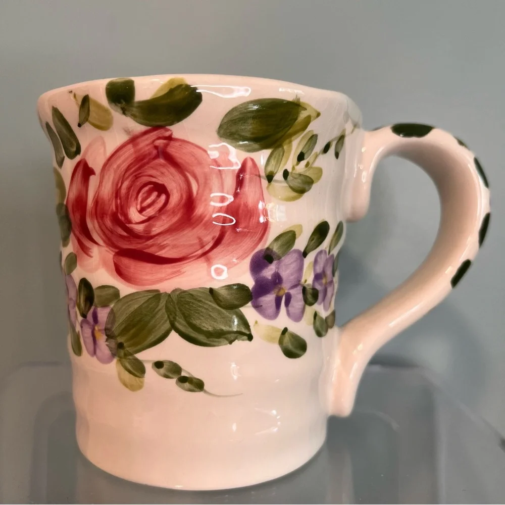 Mariam’s Garden Floral Hand-painted Cup. 16‎ oz.